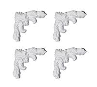 Lapiglo Lot de 4 moulures d'angle élégantes avec motif fleur de lys - Panneaux de décoration murale d'intérieur en polyuréthane - Pour garniture de porte, blanc