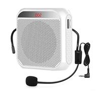 Lapiglo Mégaphone portable rechargeable avec micro casque, pour haut-parleur compact en plastique, pour conférences en salle de classe, tour de taille, design suspendu avec câble de charge, doré