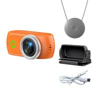 Lapiglo Mini caméra d'action panoramique avec technologie anti-secousses, connectivité WiFi, montage magnétique, enregistrement HD, sports de plein air et voyages (orange)