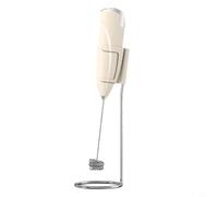 Lapiglo Mousseur à lait électrique portatif avec support, fouet à café puissant 14 000 tr/min pour latte et mélangeur en acier inoxydable 304 pour chocolat chaud, crème et blancs d'œufs, noir (blanc