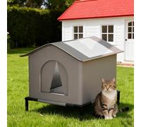 Lapiglo Niche d'hiver isolée pour chat - Résistante aux intempéries - Avec couche réfléchissante thermique et douce - Pour chat errant - Gris - 42 x 42 cm