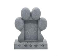 Lapiglo Pierre commémorative d'extérieur pour animal de compagnie avec support photo, en résine en forme de patte de chien pour chat, résistante aux intempéries pour décoration d'hommage, gris