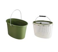 Lapiglo Seau de pêche portable 2 en 1 avec passoire intérieure, pour porte-poissons vivants robuste, boîte de rangement étanche double couche, vert, taille S