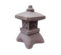 Lapiglo Statue de jardin solaire de style zen, pagode compacte en polyrésine pour cour, terrasse, paysage rocheux, résistant aux intempéries, gris (A)