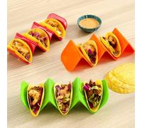 Lapiglo Support pliable pour tacos - Design ondulé - Garde les garnitures sécurisées - Multi-usage - Pour hot-dogs et burritos - ABS - Facile à nettoyer - Vert pour rouge et orange