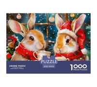 Lapin 1000 Pièces Puzzles Animaux pour Adultes, Défi Jouets, Cadeau d'anniversaire, Jeu Éducatif, Qualité Premium 70x50cm/1000pcs