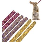 Lapin à Mâcher Jouets,6pcs Bâtonnets de Foin Timothy,Jouet Lapin,Ensemble de Jouets à Mâcher pour Lapin,Jouets à Mâcher pour Hamsters,Bâtons de Foin Aromatisés Naturel Mâcher Molaire Jouet