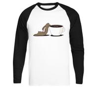 Lapin Accro Au Café T-Shirt de Baseball Blanc Tee Écologique White Baseball T-Shirt Eco-Friendly Tee