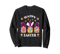 Lapin Amusant avec Trois Nains de Jardin Tenant Un œuf Sweatshirt