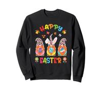 Lapin Amusant avec Trois Nains de Jardin Tenant Un œuf Sweatshirt