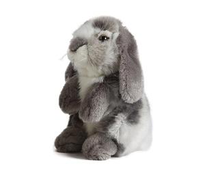 Lapin assis Living Nature, lapin à oreilles en forme de boucle, doux et réaliste, peluche naturelle et respectueuse de l'environnement, couleurs assorties, 18 cm, Couleur Assortie