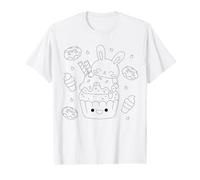 Lapin avec Cupcake et Beignet à Peindre et colorier T-Shirt Graphique avec Valeur