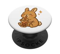 Lapin avec du Thé À Bulles Lapin Kawaii PopSockets PopGrip Adhésif