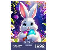 Lapin Blanc Fleur Puzzle 1000 pièces - Activité Ludique pour Adultes Et Ados, Qualité Premium, Poster Mural Inclus, Boîte Cadeau, 38x26cm/1000pcs
