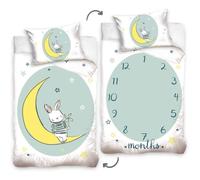 Lapin Blanc Parure de lit Housse de Couette 100x135 + Taie 40x60 Parure 100% Coton pour lit à barreau ou lit Bébé/Junior évolutif