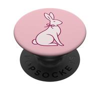 Lapin Blanc sur Fond Rose Pastel PopSockets PopGrip Adhésif