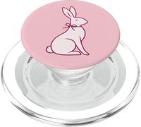 Lapin Blanc sur Fond Rose Pastel PopSockets PopGrip pour MagSafe