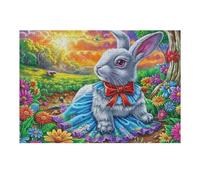Lapin Champ de Fleurs 300 Pièces Puzzle Adulte en Carton sans Déformation Très Difficile Anti-Stress Jeu De Société Idée Cadeau Anniversaire Rapport Premium 300 PCS