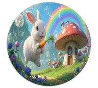 Lapin d'Angora 1000 Piece Puzzle Rond, pour Enfants Adulte De Forme Irrégulière, Unique Jigsaw pour La Famille Amis De Qualité Supérieure 1000pcs (67.5x67.5cm)