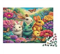 Lapin dans Jardin coloré Puzzles 1000 Pièces pour Adultes, Un Jeu De Dexérité Très Difficile Puzzle Jeu Éducatif Aux Défis 52x38cm/1000pcs