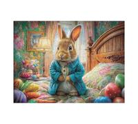 Lapin dans Le Champ de Fleurs 500 Pièces Puzzle pour Ado en Carton Anti-Déchirure Facile Débutant Jeu De Société Soirée Entre Amis Cadeau Anniversaire Petit Prix 500 PCS