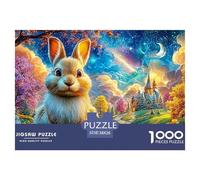 Lapin dans Paysage coloré de Nuit avec château Puzzle De 1000 Pièces Lapin Mignon Éducatif Et De Défi pour Enfants Et Adultes 38x26cm/1000pcs