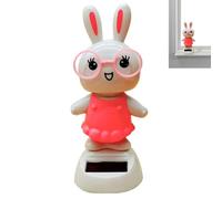 Lapin dansant à énergie solaire, figurine de lapin à tête secouante, jouet de danse à tête secouante, figurines de lapin pour tableau de bord de voiture