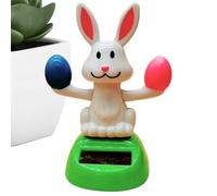 Lapin dansant solaire - Figurines solaires à tête branlante, lapin balançoire à énergie solaire, décoration de tableau de bord de voiture, à tête secouante, figurine d'animal dansant amusant