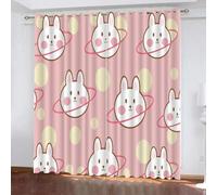 Lapin De Bande Dessinée Rideaux Occultant 170L X 140Hcm Rose Et Jaune Simple Rideau Thermiques Isolants Anti Chaleur Rideau À Oeillets pour Chambre Salon 2 Panneaux