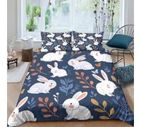 Lapin de Dessin animé Housse De Couette 3D Imprimé Animaux Housses De Couettes pour Adultes Et Enfants Parure De Lit E avec Fermeture À Glissière Microfibr avec Taies 3 Pièces Double（200x200cm）