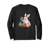 Lapin de Noël découvre des Boules colorées Manche Longue