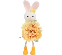Lapin de Pâques à suspendre avec fleurs pastel, décoration murale à oreilles de lapin pliables pour décoration murale de printemps, festival, maison, fête, vacances (jaune)