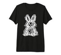 Lapin de Pâques Abstrait dans Un Croquis de Style Scribble Line Art T-Shirt Haut de Gamme