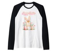 Lapin de Pâques Amusant pour Femmes Filles Lapin Chasse aux œufs de Pâques Manche Raglan