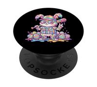 Lapin de Pâques avec Batte de Baseball, œufs de crème glacée colorée PopSockets PopGrip Adhésif