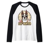 Lapin de Pâques Boston Terrier Chasseur d'œufs pour Amoureux des Chiens Manche Raglan