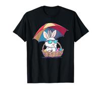 Lapin de Pâques Cool avec Lunettes de Soleil et Panier à œufs coloré T-Shirt