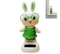 Lapin de Pâques dansant solaire, lapin bobblehead solaire | Figures Bobblehead solaires | Jouet à énergie solaire, statue de lapin secouant la tête, lapin jouet dansant avec