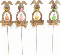 Lapin de Pâques en bois, fiche florale 8,5cm, 12pcs, Décoration Lapin, fiche plante Pâques