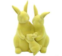 Lapin de Pâques en résine de style rustique avec revêtement floqué pour la maison, étagère de table, décoration saisonnière (jaune)