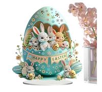 Lapin de Pâques étincelant - Kit d'artisanat de Pâques - Peinture à strass double face - Décoration créative pour table - Pour la maison, le bureau, les adultes et les débutants