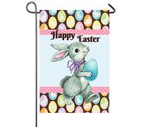 Lapin De Pâques Joyeuses Pâques Œufs De Pâques Drapeau 30X45Cm Bannières Résistant Suspendre Drapeau De Cour Pour Extérieure Fêtes Vacances