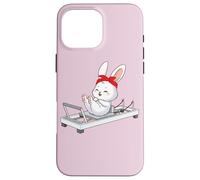 Lapin de Pâques Moelleux Faisant du Pilates Reformer Machine Pilates Coque pour iPhone 16 Pro Max
