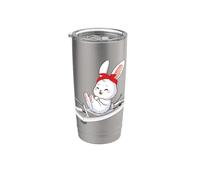 Lapin de Pâques moelleux faisant du Pilates Reformer Machine Pilates Gobelet isotherme en acier inoxydable double paroi