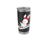 Lapin de Pâques moelleux faisant du Pilates Reformer Machine Pilates Gobelet isotherme en acier inoxydable double paroi