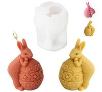 Lapin de Pâques Moulle Bougies, Moule en Silicone Lapin 3D, Moule en Silicone pour Lapin de Pâques, Moule à Oeufs Pâques, Pâques Moule Bougie pour Fabrication Bougies, Savon, Décoration Maison(B)