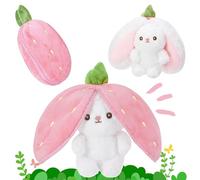 Lapin de Pâques Peluche - Oreiller Cache-Cache avec Fraise et Carotte pour Salon