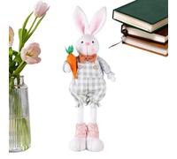 Lapin de Pâques - Pieds rétractables - Cadeau de fête, décoration d'intérieur printanière, peut contenir des fleurs et des carottes, 40,9 à 54,9 cm, accessoires photo pour bureau, cuisine, ferme