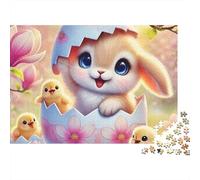 Lapin de Pâques Puzzle 1000 Pièces pour Adultes Petits Poussins Puzzle en Papier Coffret Puzzle Cadeau Décoration 70x50cm/1000pcs