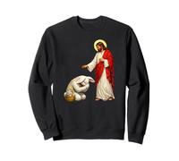 Lapin de Pâques s'inclinant Devant Jésus Sweatshirt